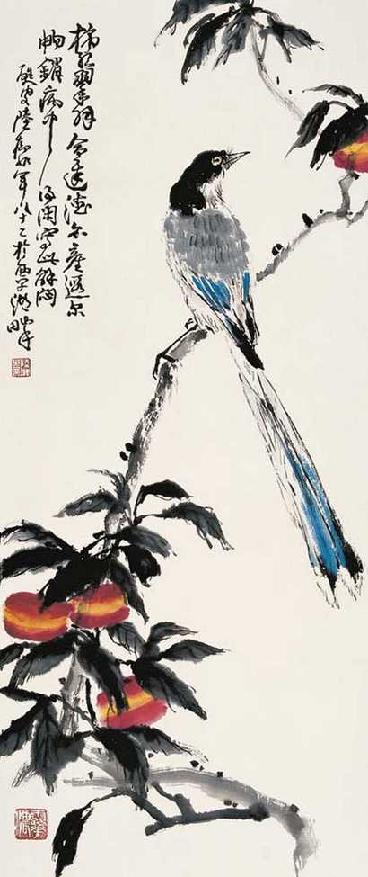 陆抑非 花鸟 镜心